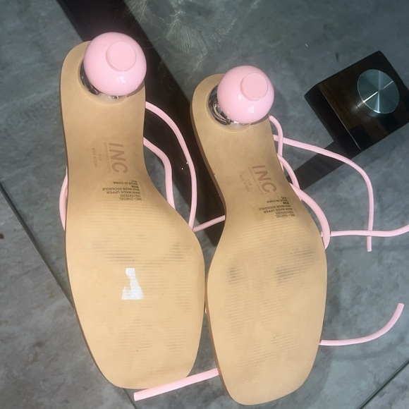 INC Womens Chedel Pink Faux Leather Square Toe Lace-Up Heels Shoes - Picture 11 of 14